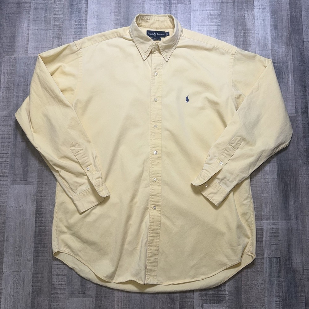 Polo Ralph Lauren Blake Shirt Mens Large Yellow Cotton Long Sleeve Button Down